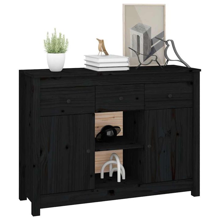 skænk 100x35x74,5 cm massivt fyrretræ sort