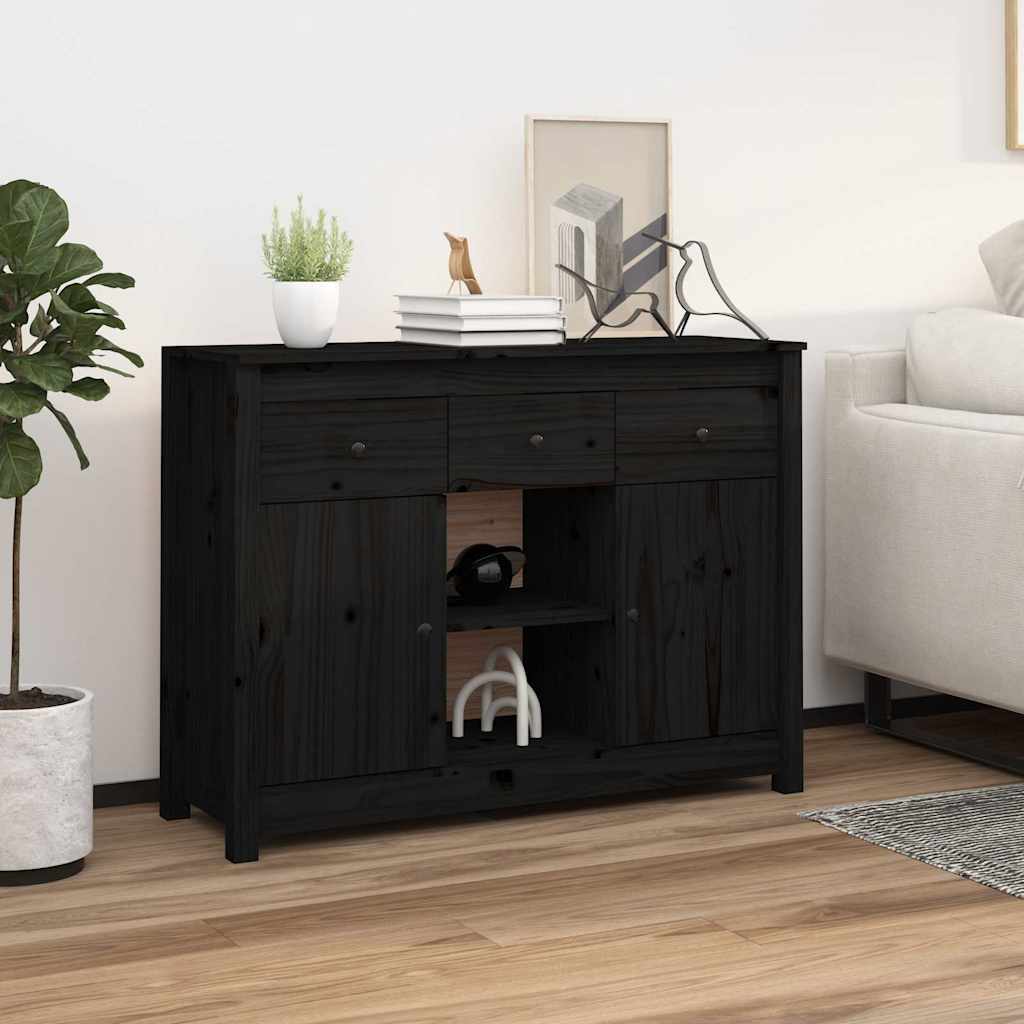 skænk 100x35x74,5 cm massivt fyrretræ sort