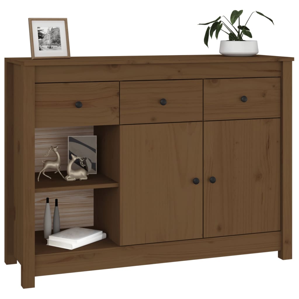 skænk 100x35x74 cm massivt fyrretræ gyldenbrun