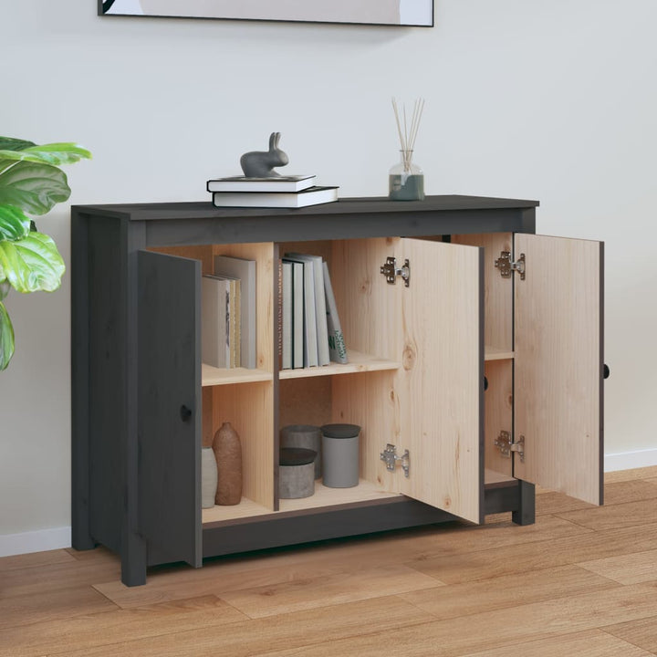 skænk 100x35x74 cm massivt fyrretræ grå