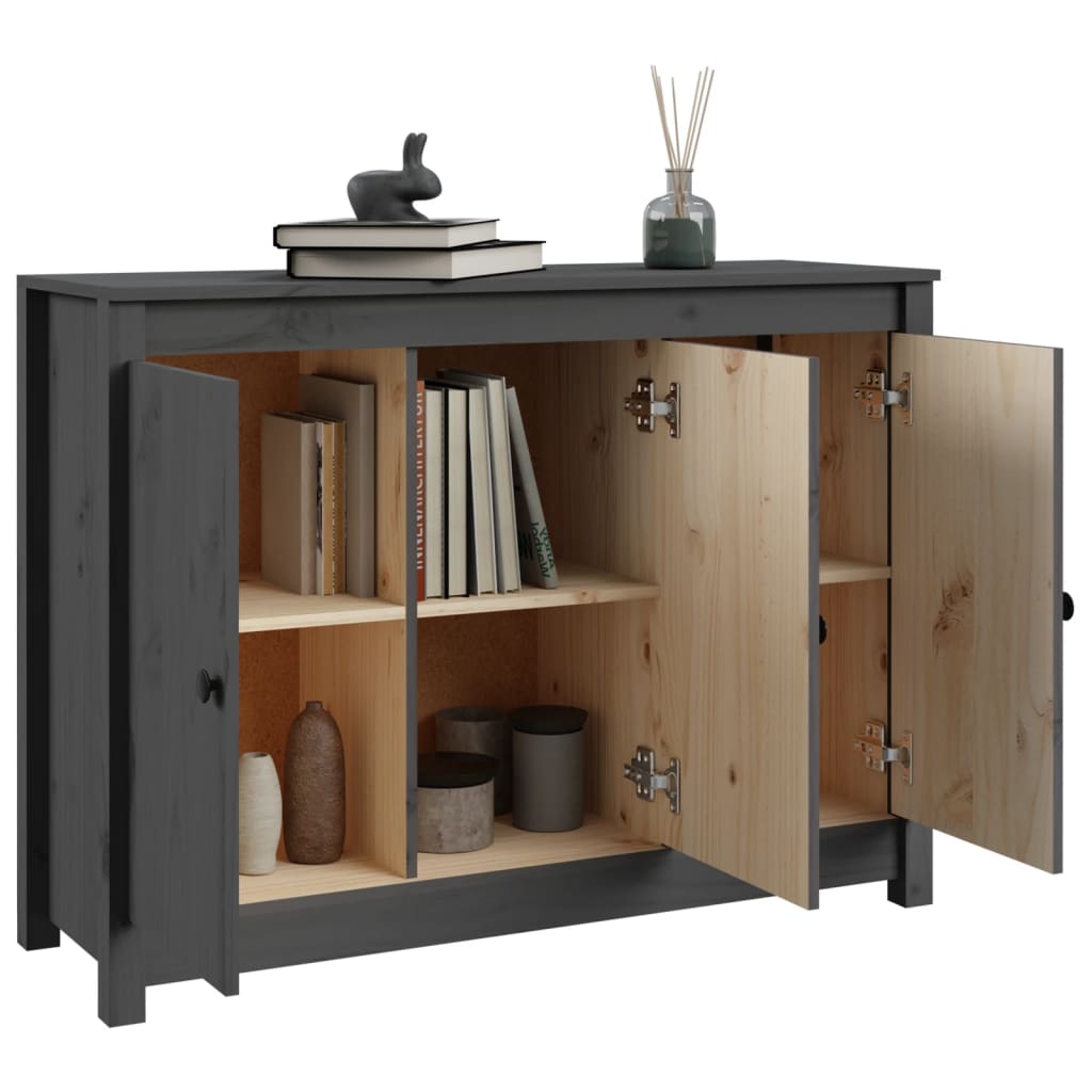 skænk 100x35x74 cm massivt fyrretræ grå