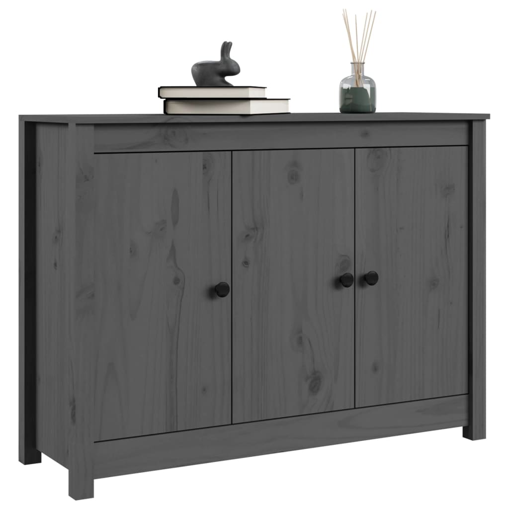 skænk 100x35x74 cm massivt fyrretræ grå