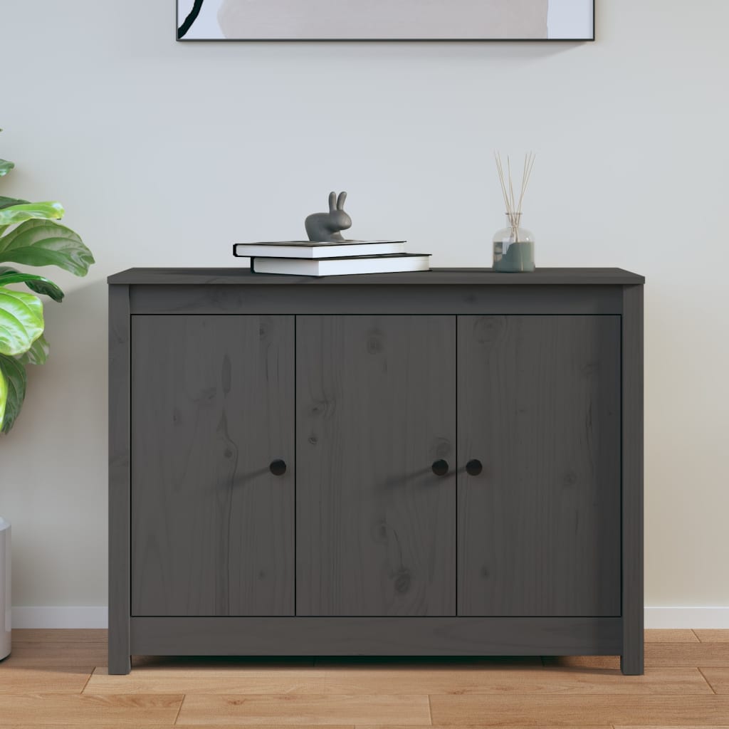 skænk 100x35x74 cm massivt fyrretræ grå