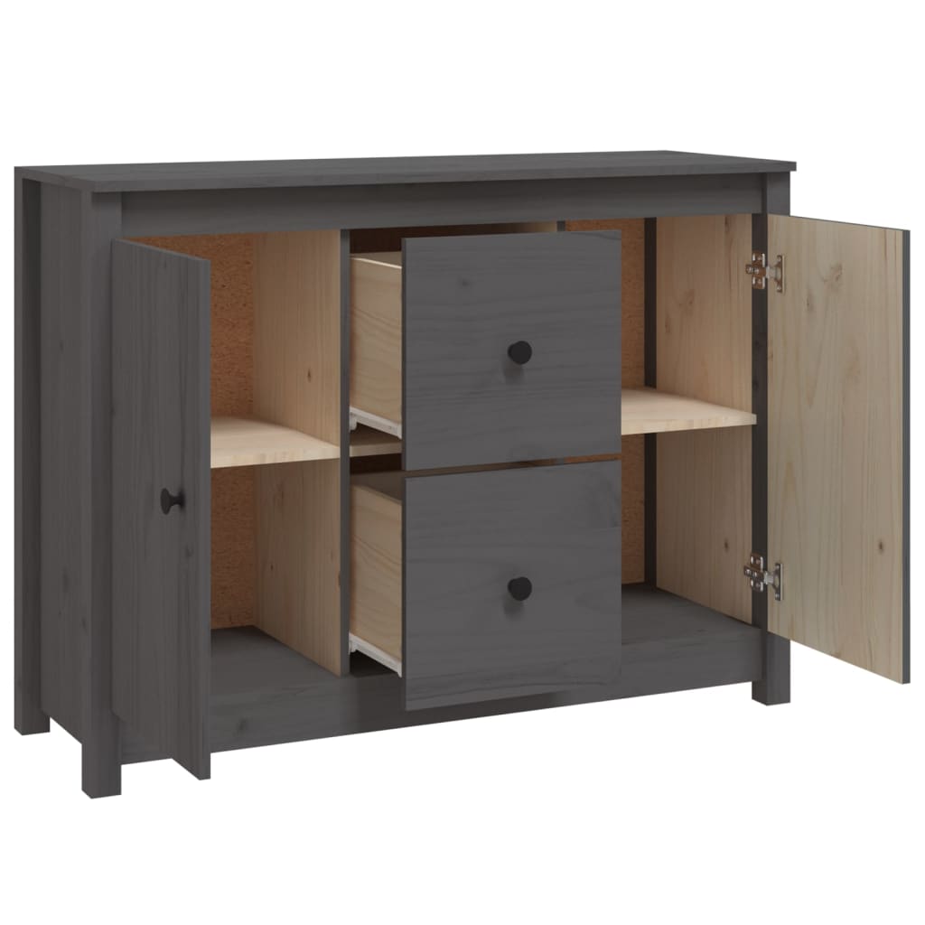 skænk 100x35x74 cm massivt fyrretræ grå