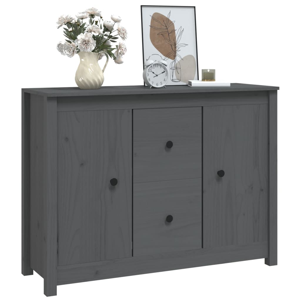 skænk 100x35x74 cm massivt fyrretræ grå
