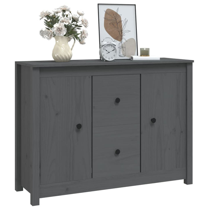 skænk 100x35x74 cm massivt fyrretræ grå