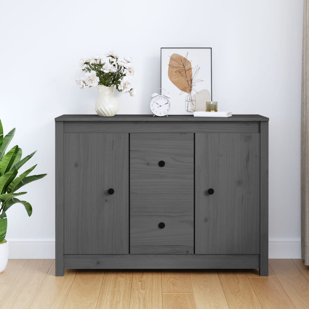 skænk 100x35x74 cm massivt fyrretræ grå