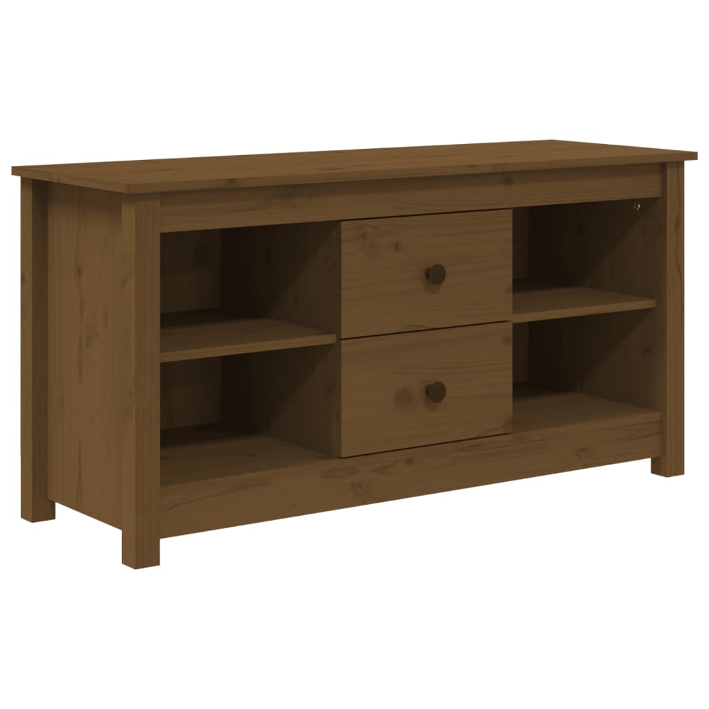 tv-bord 103x36,5x52 cm massivt fyrretræ gyldenbrun