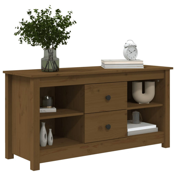 tv-bord 103x36,5x52 cm massivt fyrretræ gyldenbrun