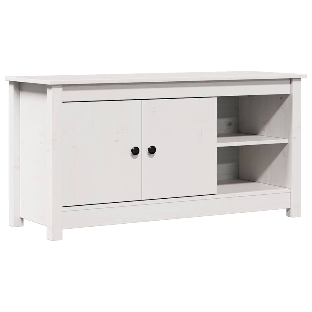tv-bord 103x36,5x52 cm massivt fyrretræ hvid