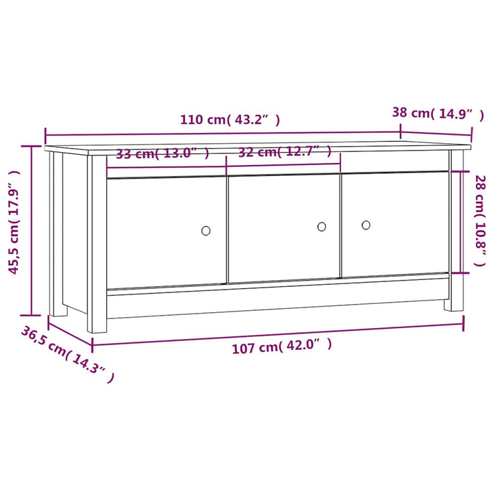 skoreol 110x38x45,5 cm massivt fyrretræ hvid