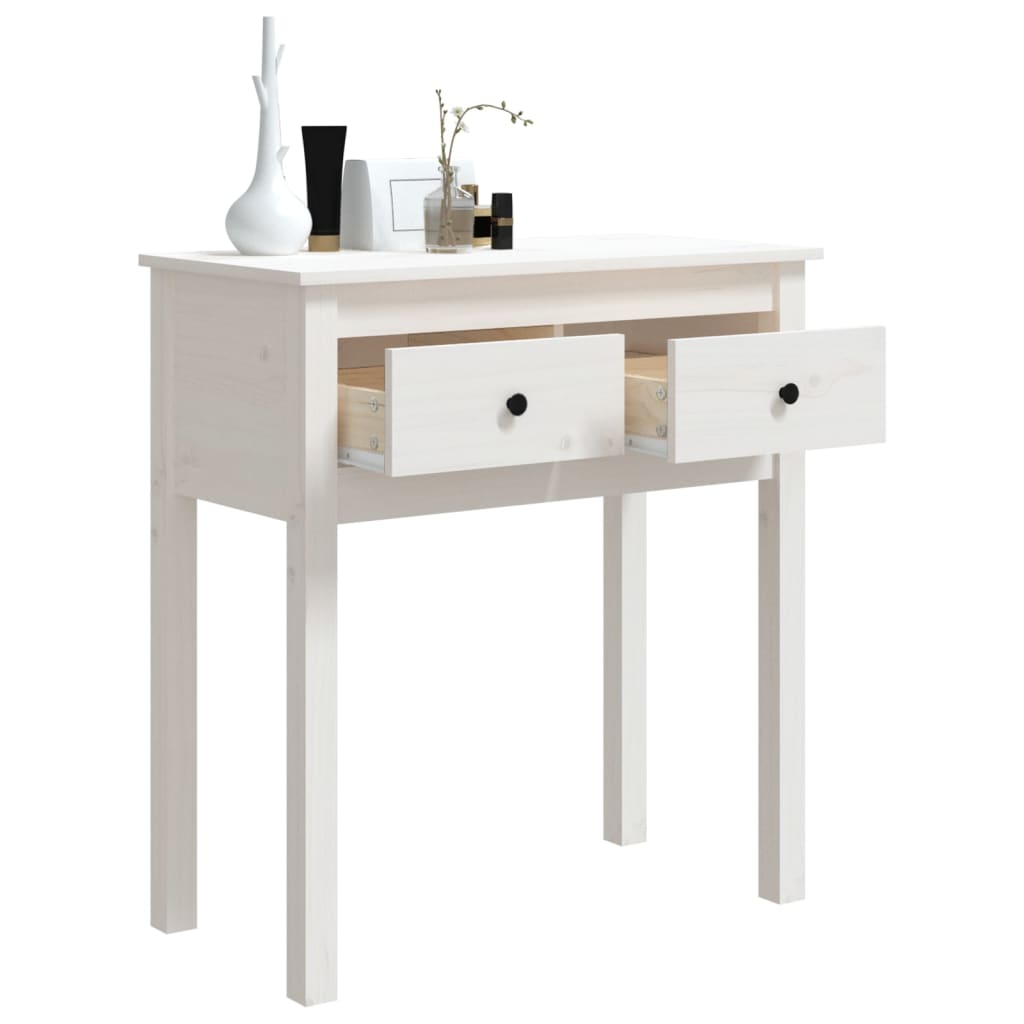 konsolbord 70x35x75 cm massivt fyrretræ hvid