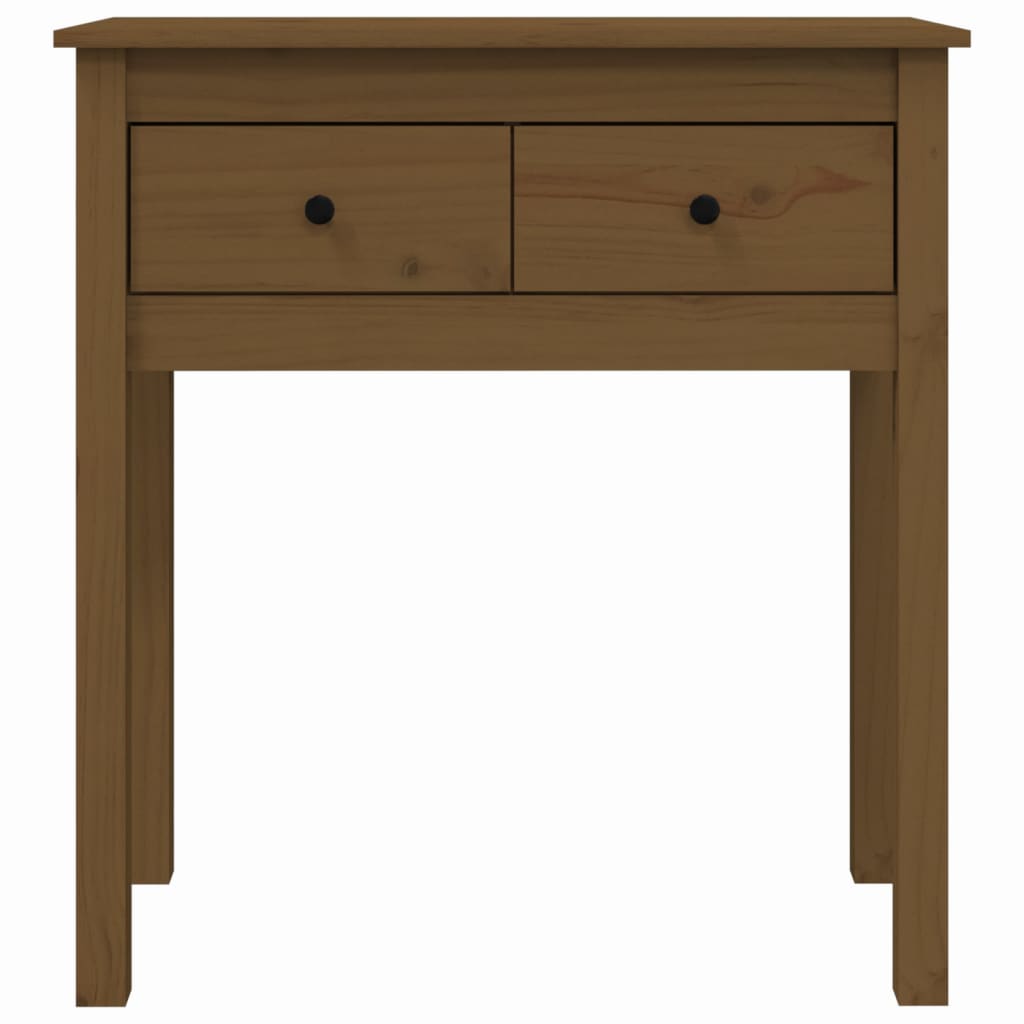 konsolbord 70x35x75 cm massivt fyrretræ gyldenbrun