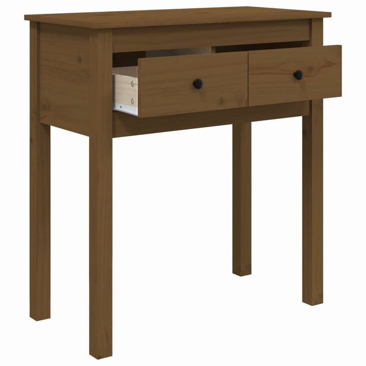 konsolbord 70x35x75 cm massivt fyrretræ gyldenbrun