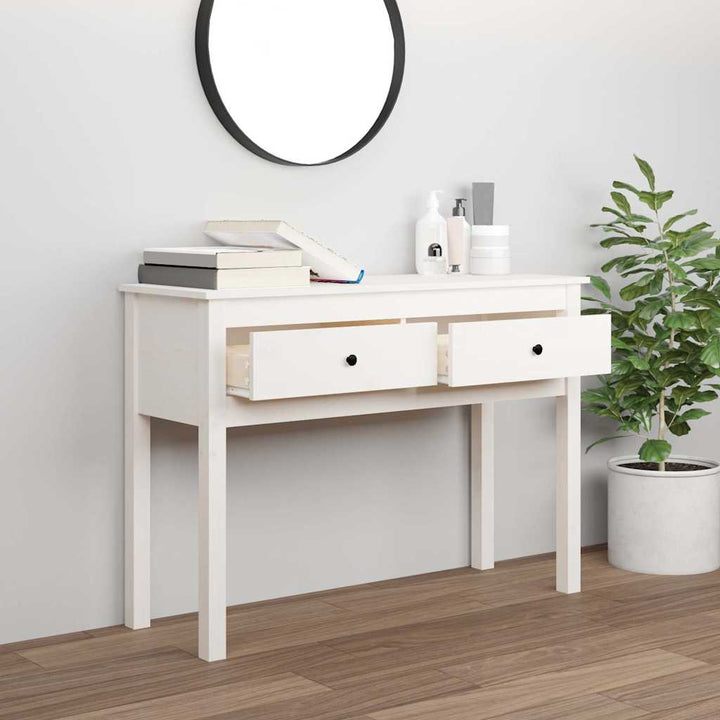 konsolbord 100x35x75 cm massivt fyrretræ hvid