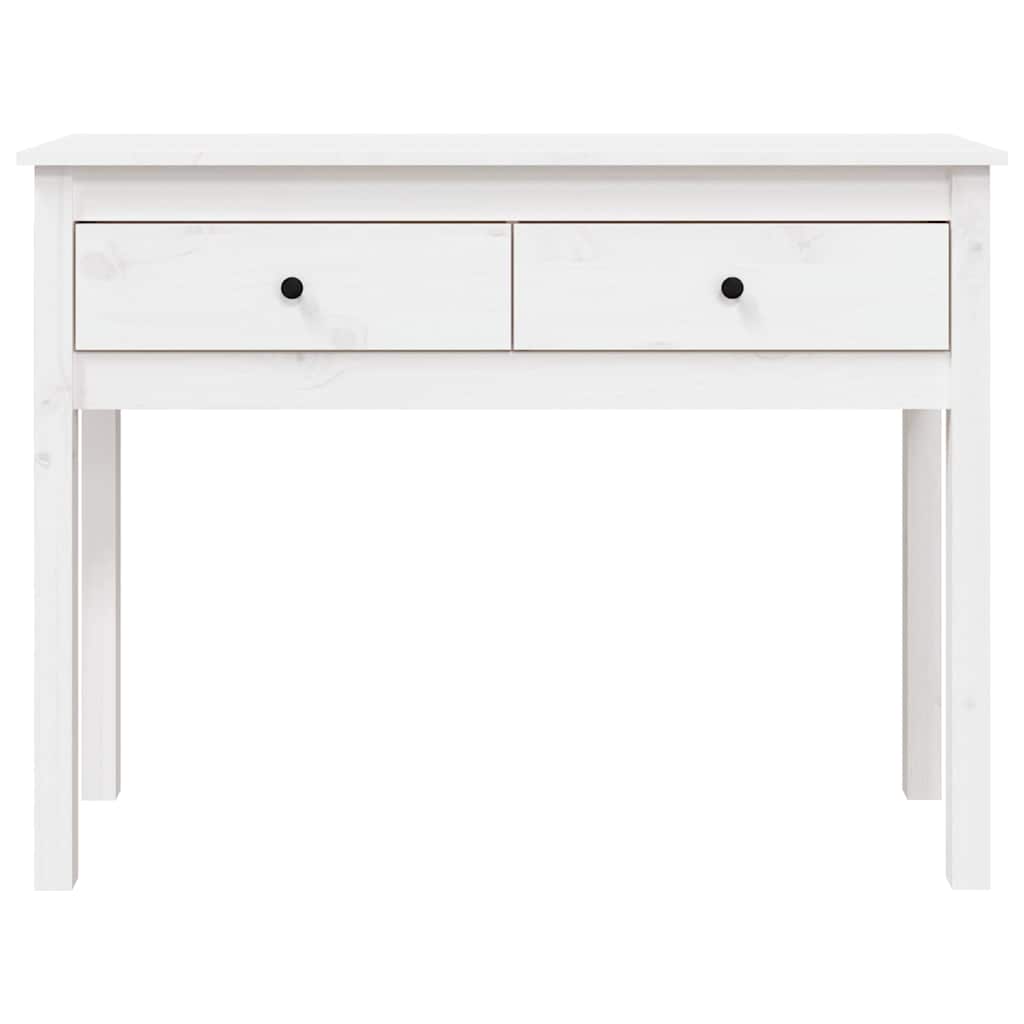 konsolbord 100x35x75 cm massivt fyrretræ hvid
