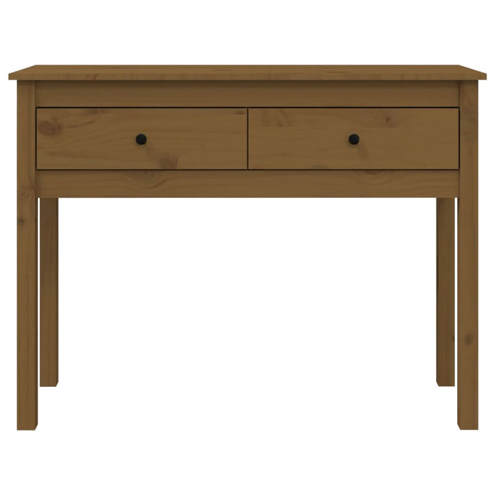 konsolbord 100x35x75 cm massivt fyrretræ gyldenbrun