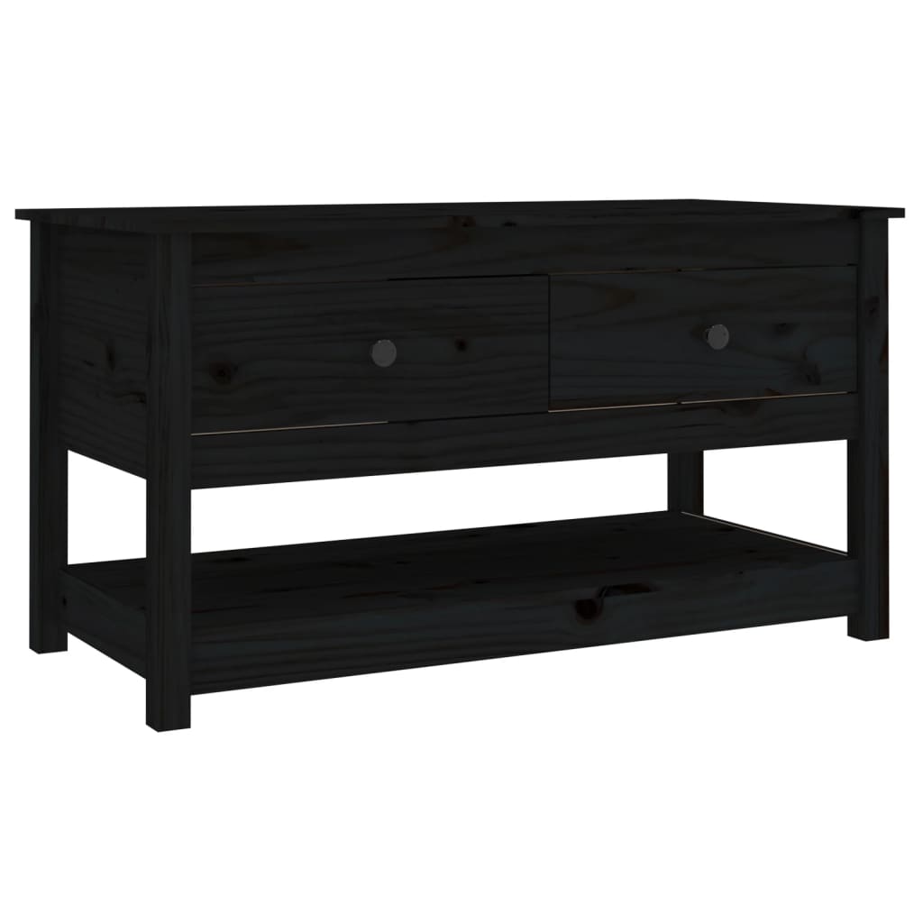 sofabord 102x49x55 cm massivt fyrretræ sort