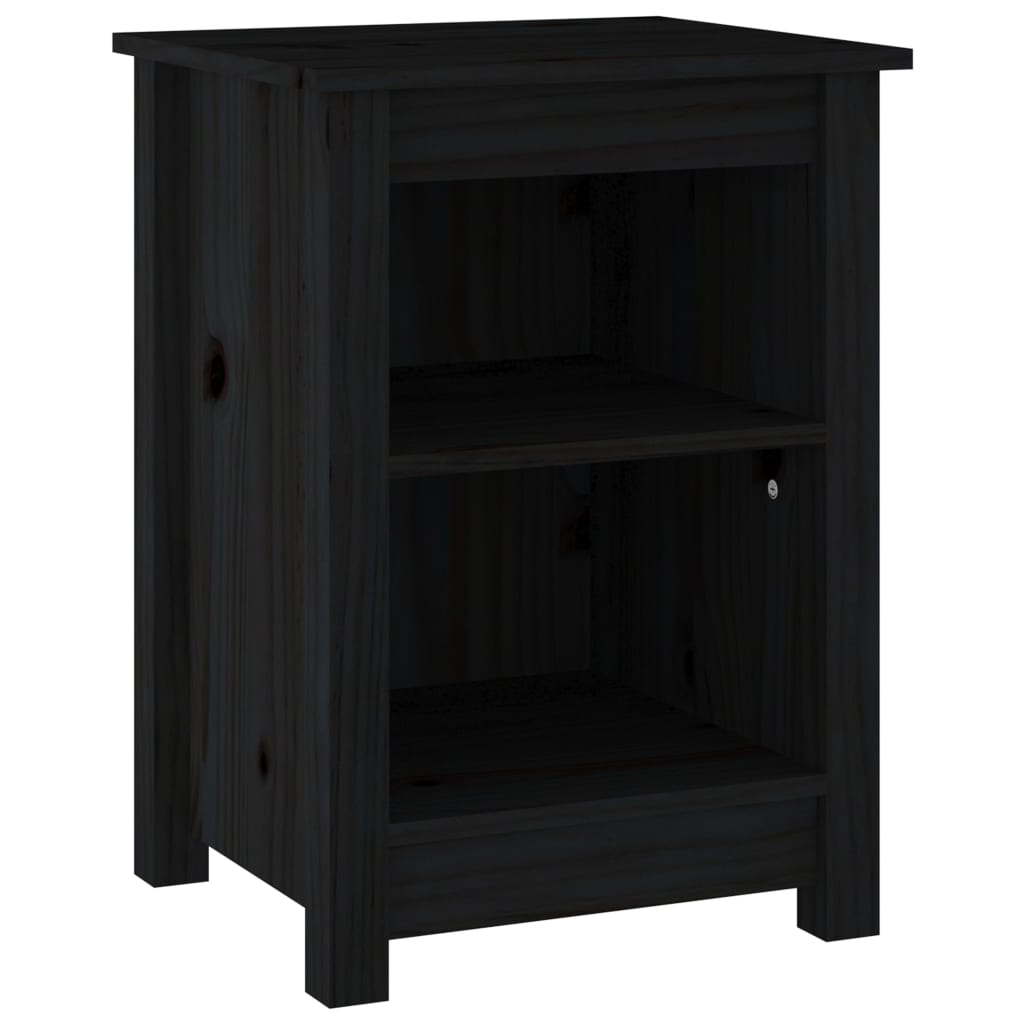 sengebord 40x35x55 cm massivt fyrretræ sort