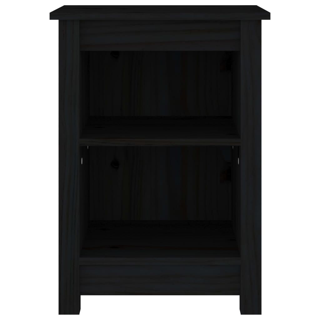 sengebord 40x35x55 cm massivt fyrretræ sort