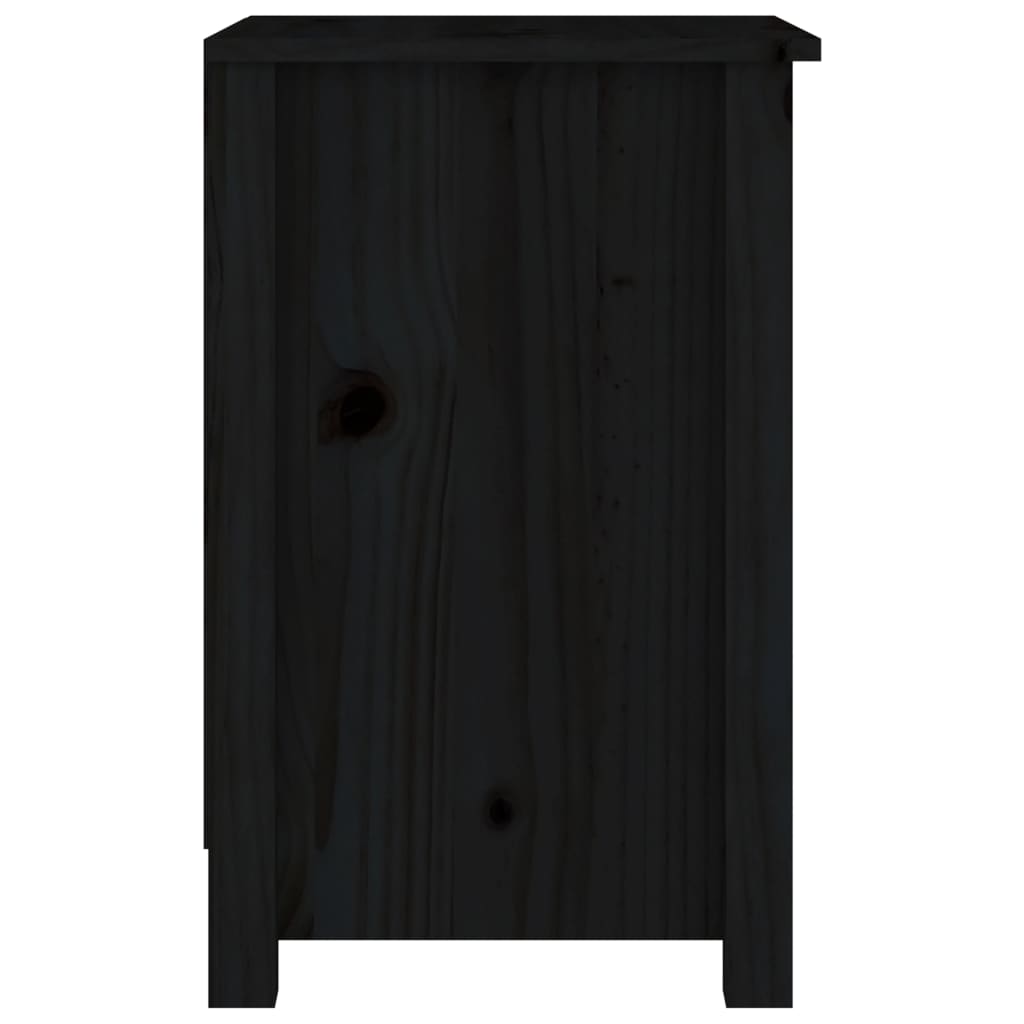sengebord 40x35x55 cm massivt fyrretræ sort