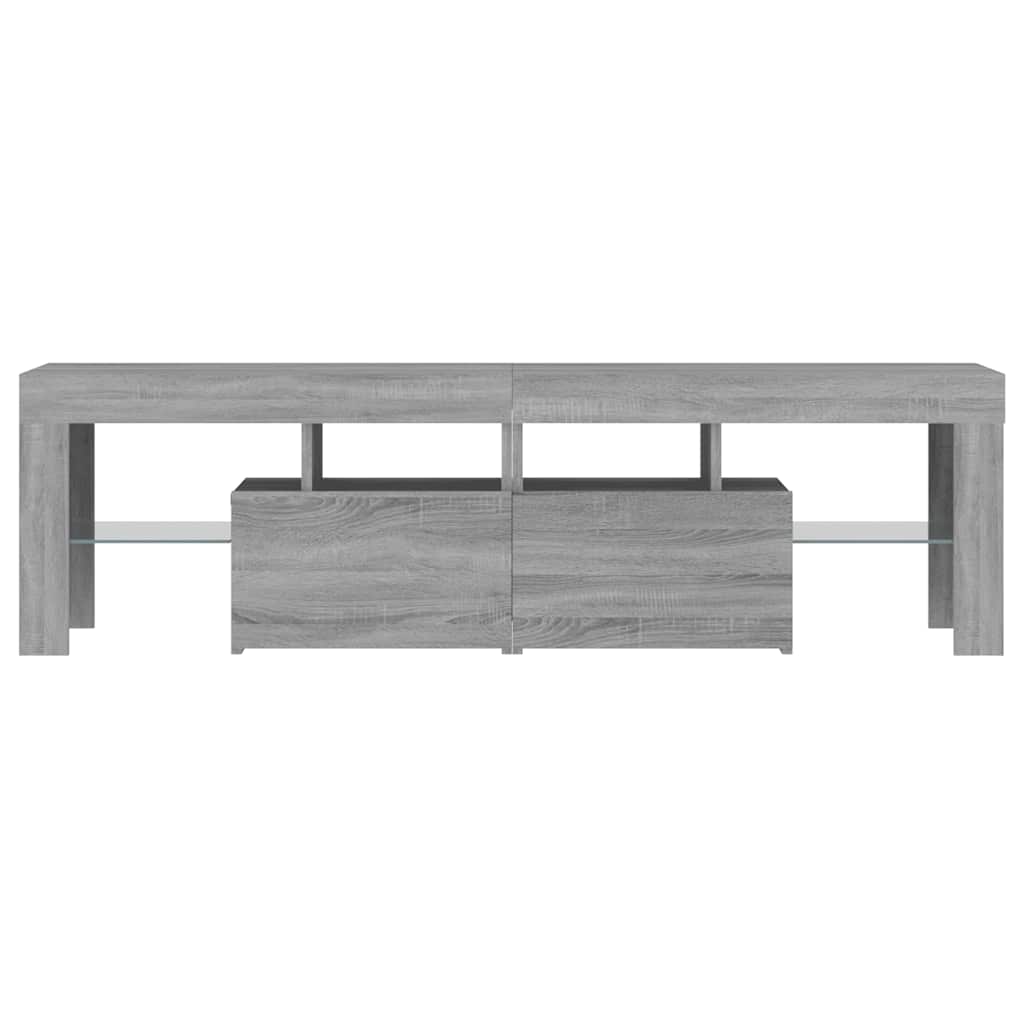 tv-bord med LED-lys 140x36,5x40 cm grå sonoma-eg