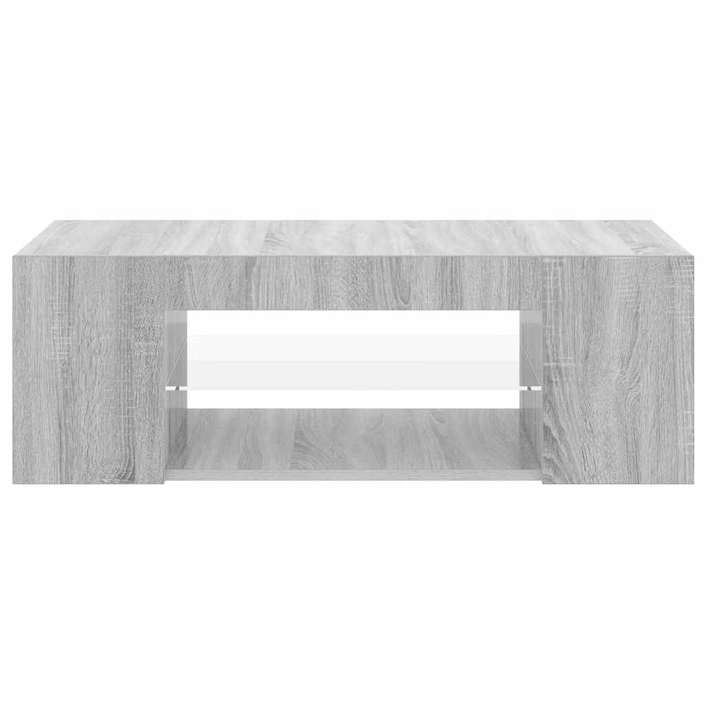 tv-bord med LED-lys 90x39x30 cm grå sonoma-eg