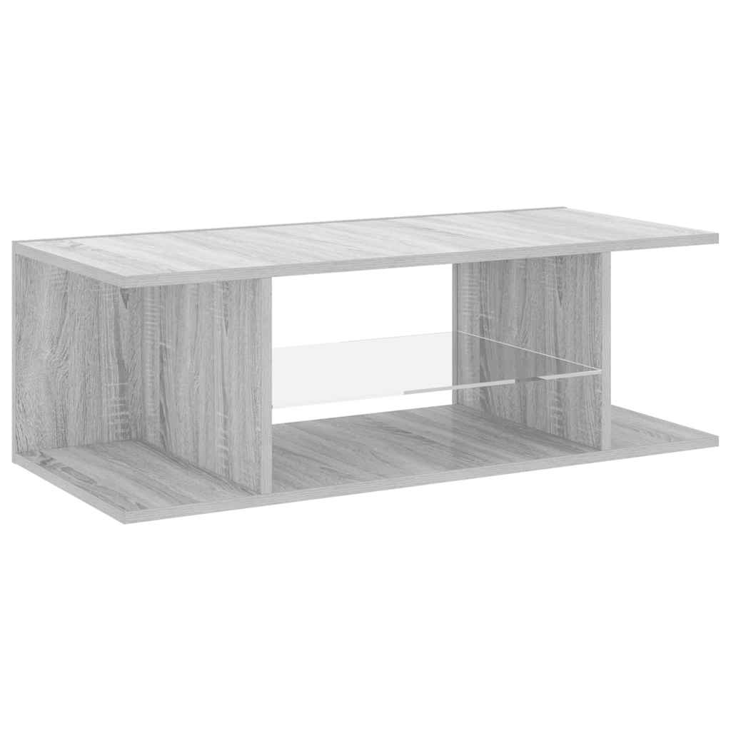 tv-bord med LED-lys 90x39x30 cm grå sonoma-eg