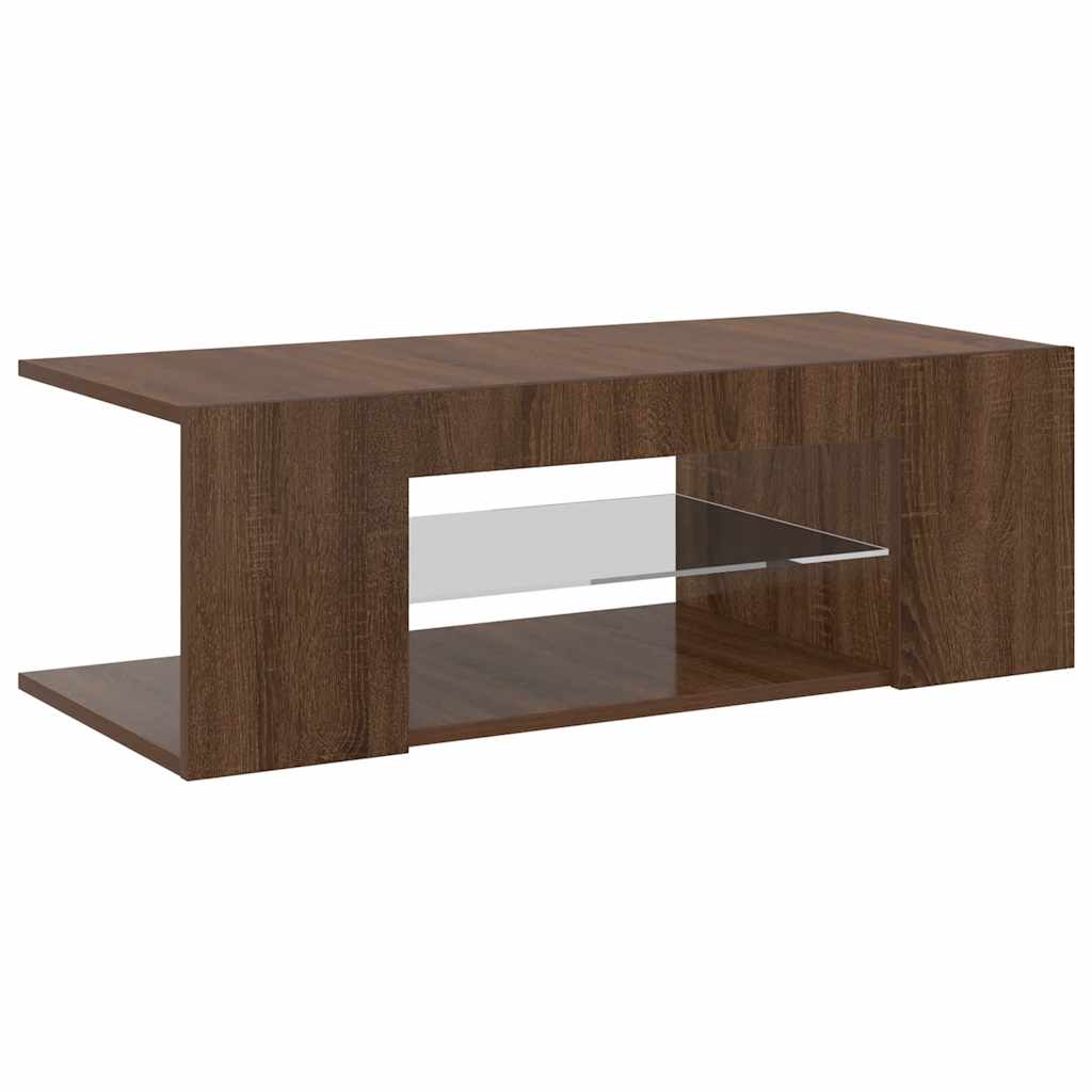 tv-bord med LED-lys 90x39x30 cm brun egetræsfarve