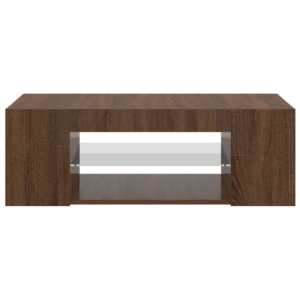 tv-bord med LED-lys 90x39x30 cm brun egetræsfarve