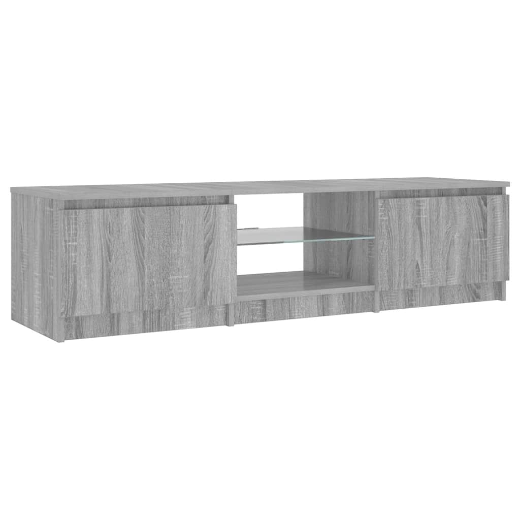 tv-bord med LED-lys 140x40x36 cm grå sonoma-eg