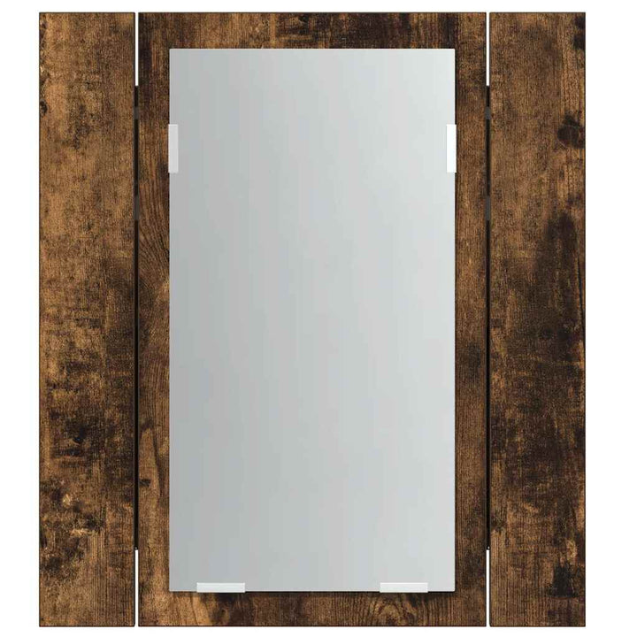 spejlskab med LED-lys 40x12x45 cm konstrueret træ røget eg