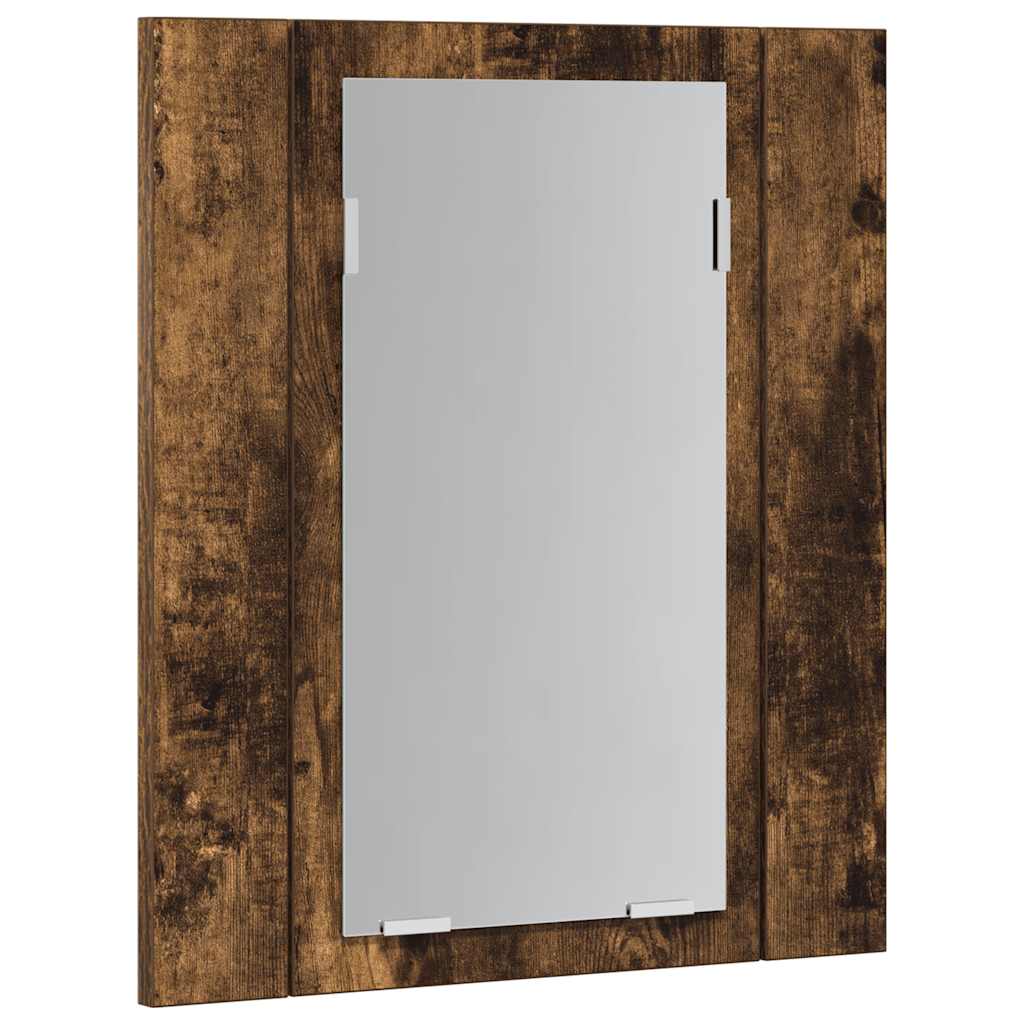 spejlskab med LED-lys 40x12x45 cm konstrueret træ røget eg