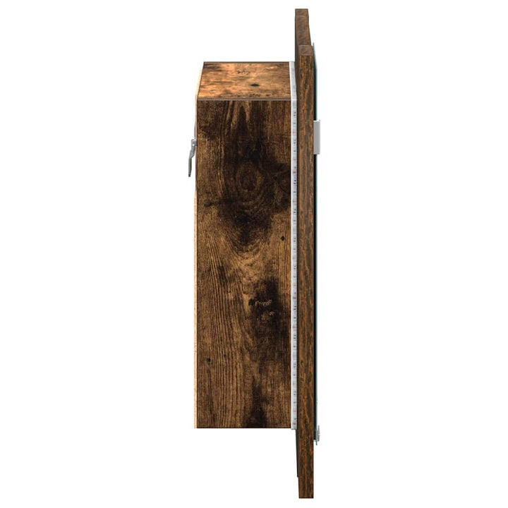 spejlskab med LED-lys 40x12x45 cm konstrueret træ røget eg