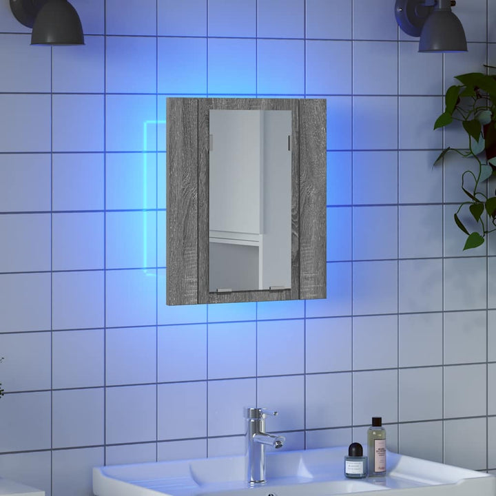 spejlskab m. LED-lys 40x12x45 cm konstrueret træ grå sonoma-eg