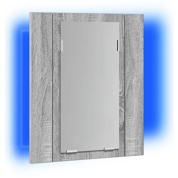 spejlskab m. LED-lys 40x12x45 cm konstrueret træ grå sonoma-eg