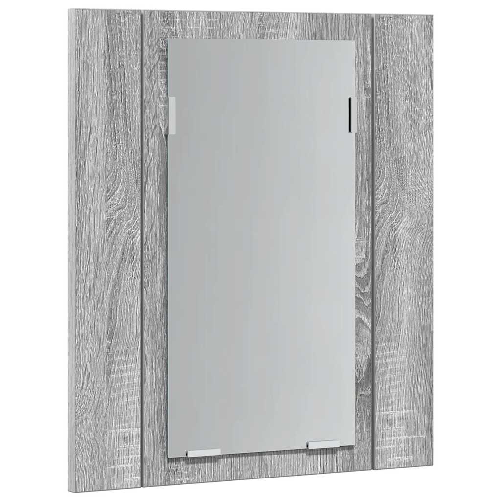 spejlskab m. LED-lys 40x12x45 cm konstrueret træ grå sonoma-eg