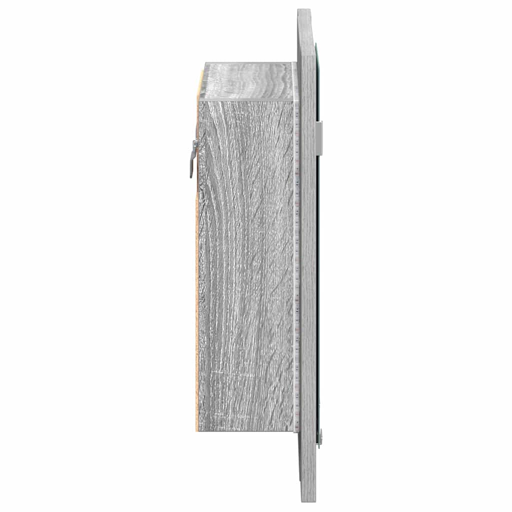 spejlskab m. LED-lys 40x12x45 cm konstrueret træ grå sonoma-eg
