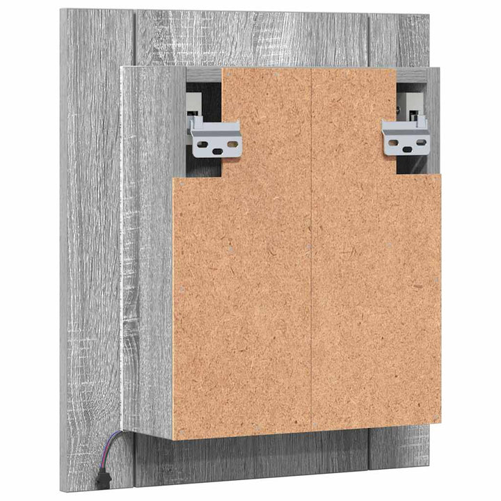 spejlskab m. LED-lys 40x12x45 cm konstrueret træ grå sonoma-eg