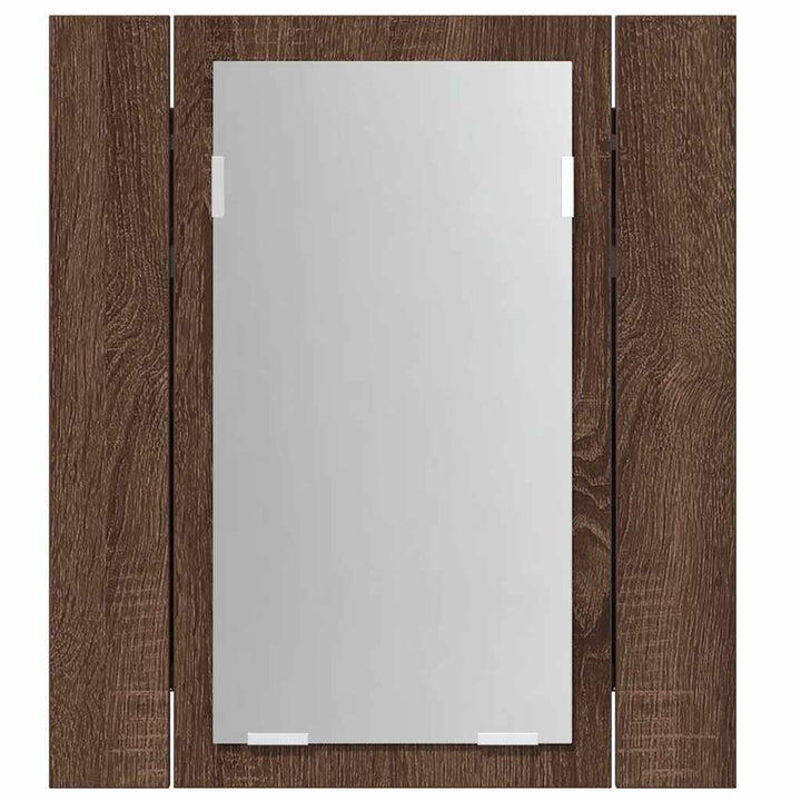 spejlskab med LED-lys 40x12x45 cm konstrueret træ brunt eg