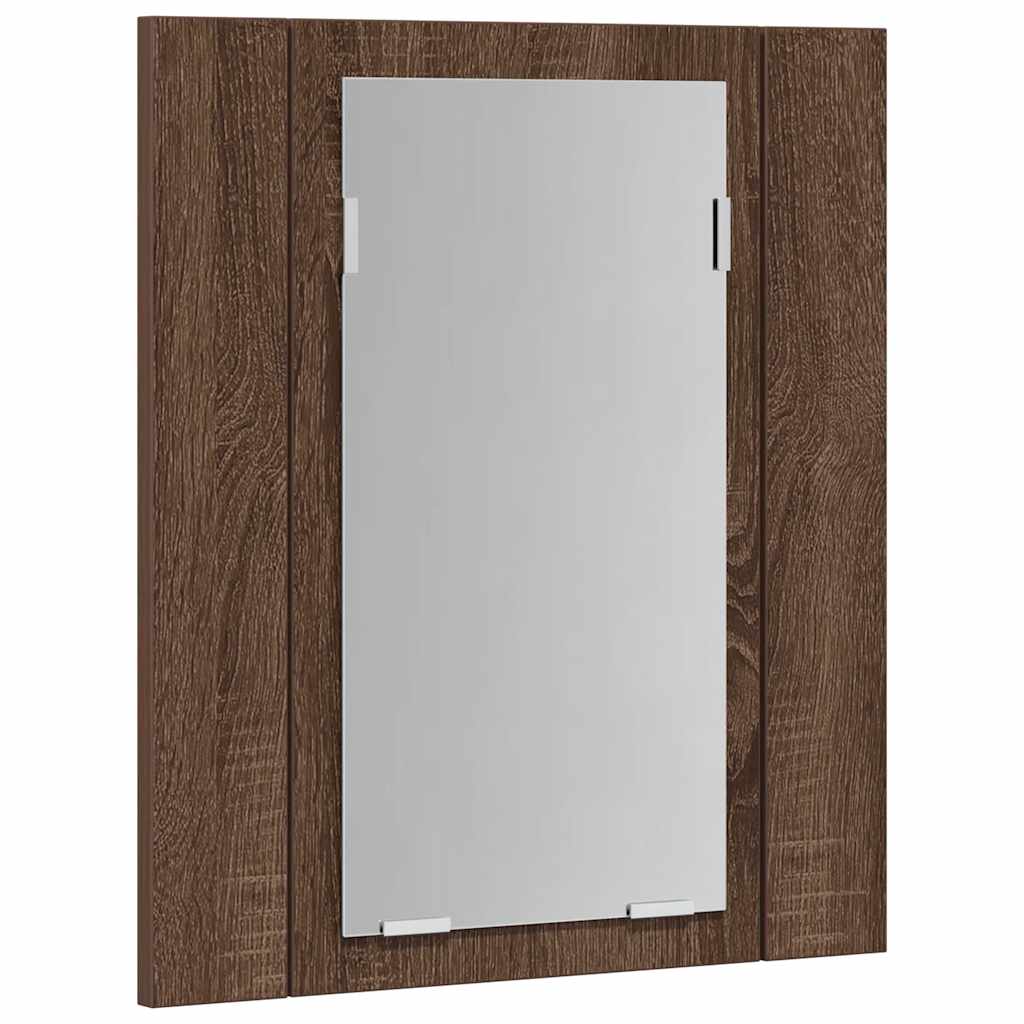 spejlskab med LED-lys 40x12x45 cm konstrueret træ brunt eg