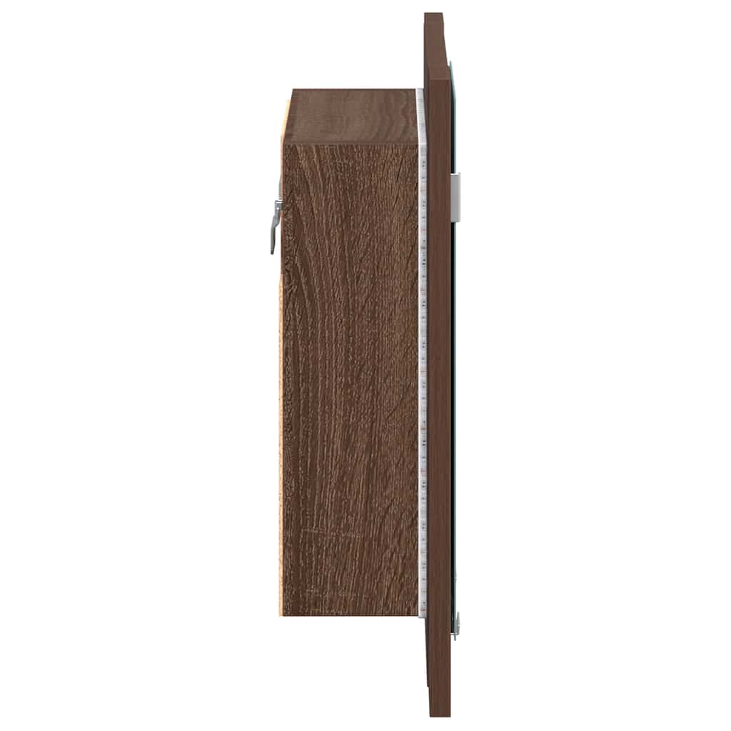 spejlskab med LED-lys 40x12x45 cm konstrueret træ brunt eg