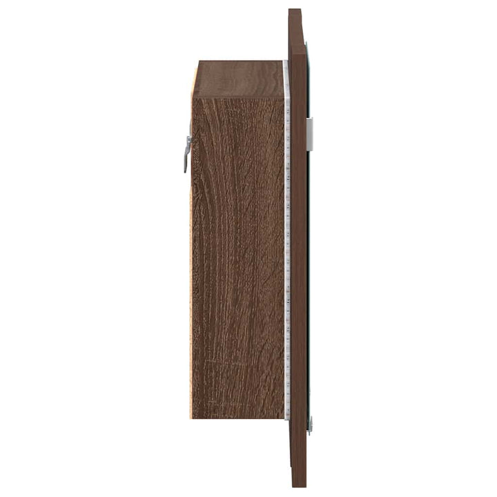 spejlskab med LED-lys 40x12x45 cm konstrueret træ brunt eg
