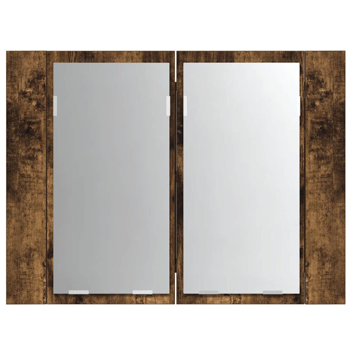 spejlskab m. LED-lys 60x12x45 cm konstrueret træ røget eg