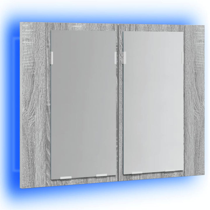 spejlskab m. LED-lys 60x12x45 cm konstrueret træ grå sonoma-eg