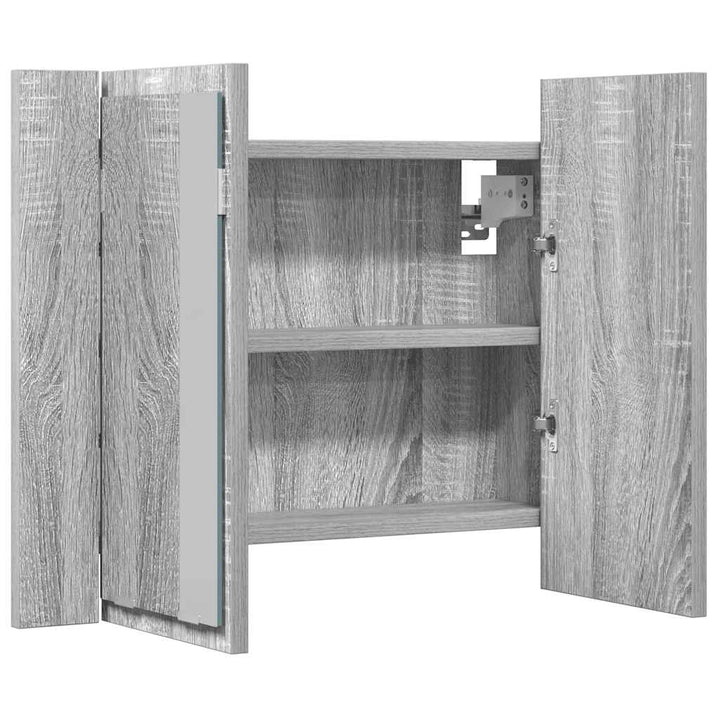 spejlskab m. LED-lys 60x12x45 cm konstrueret træ grå sonoma-eg