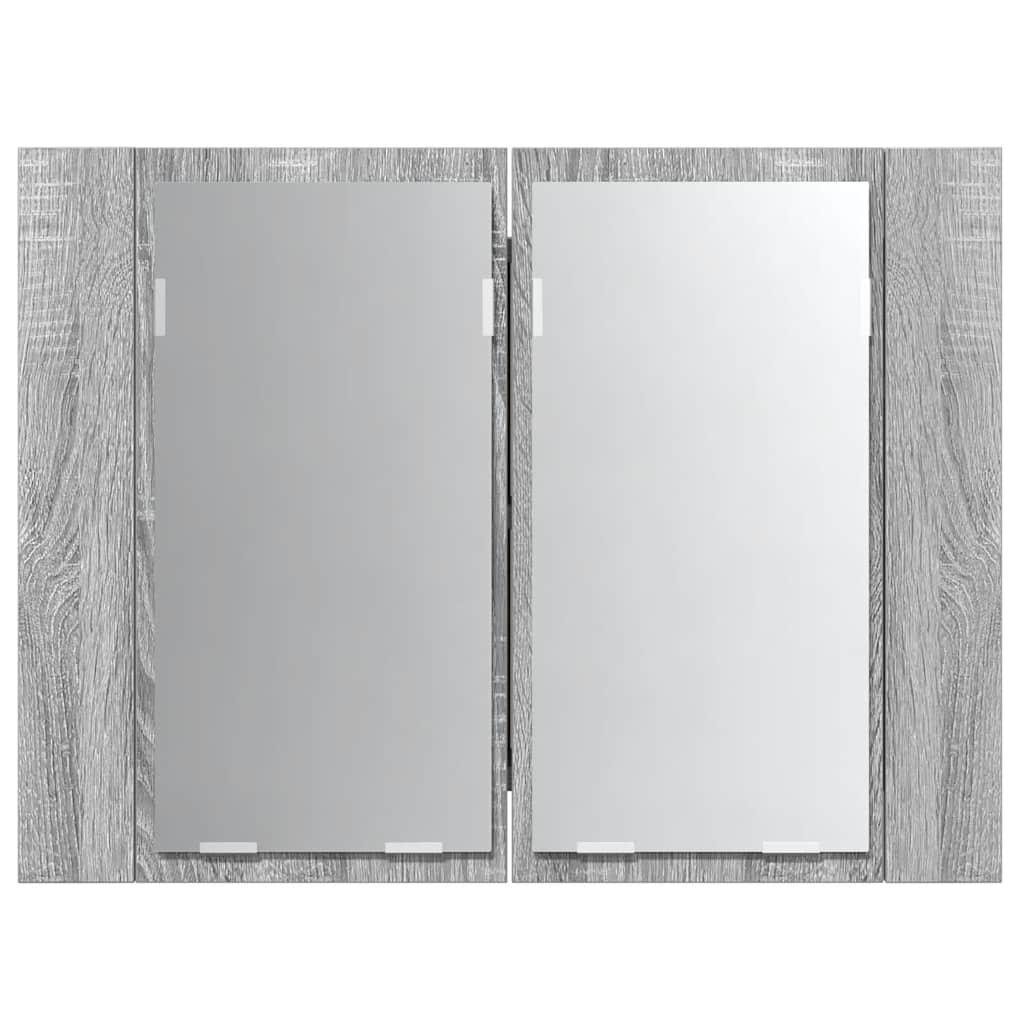 spejlskab m. LED-lys 60x12x45 cm konstrueret træ grå sonoma-eg