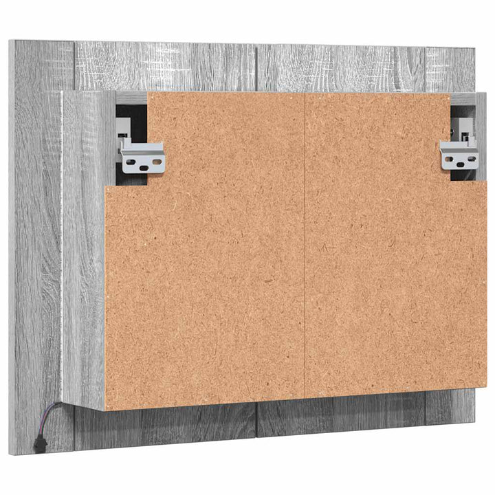 spejlskab m. LED-lys 60x12x45 cm konstrueret træ grå sonoma-eg