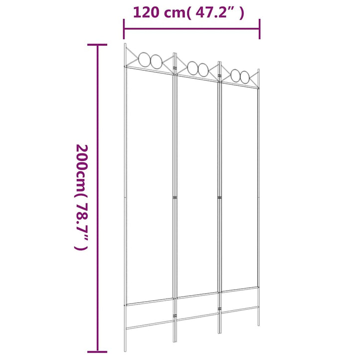 3-panels rumdeler 120x200 cm stof sort