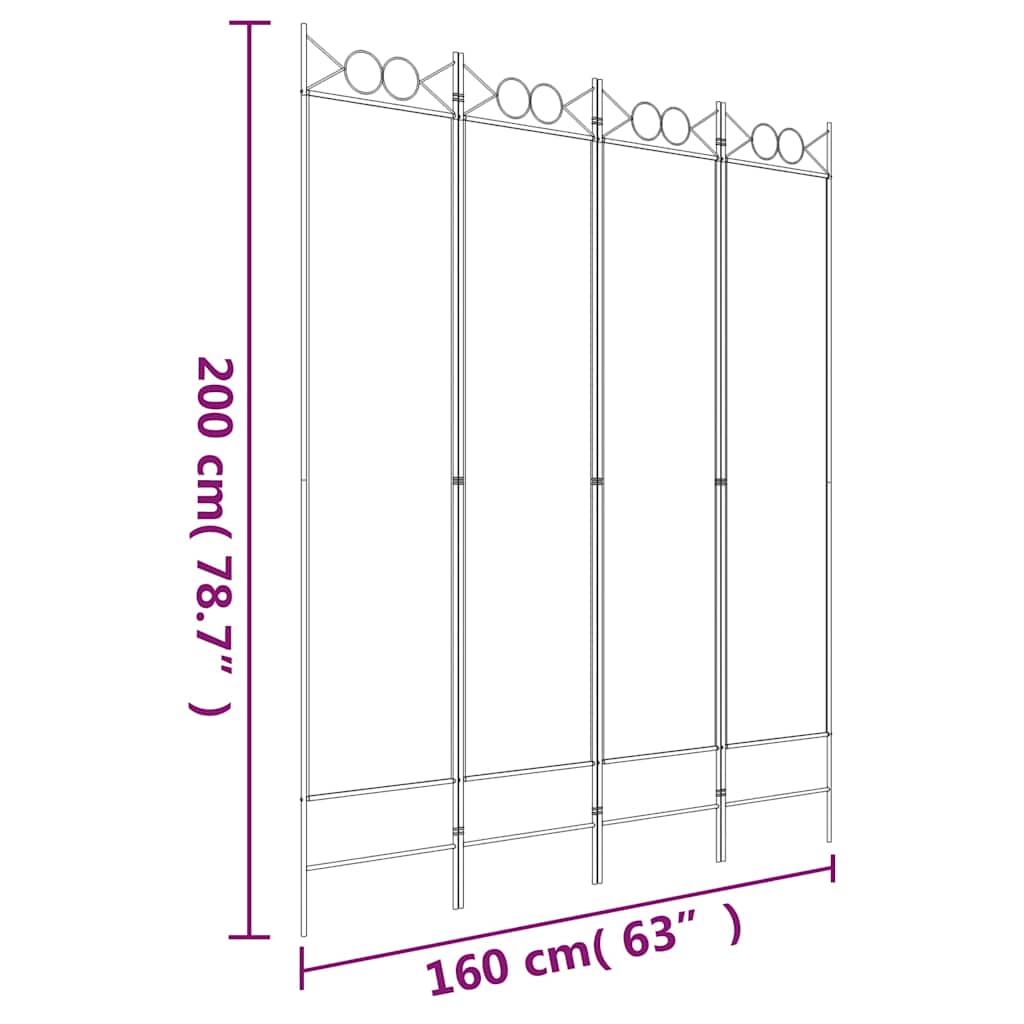 4-panels rumdeler 160x200 cm stof sort